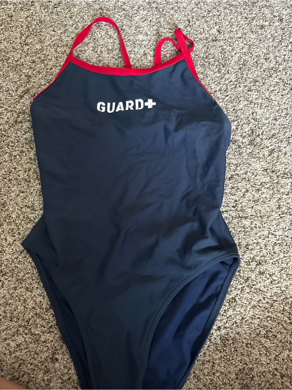 GUARD+ Women's Navy One-Piece Swimsuit with Red Trim